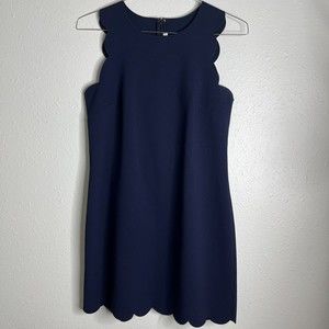 J. Crew Factory Scallop Hem Sheath Dress Sleeveless Mini Length Navy Sz 4